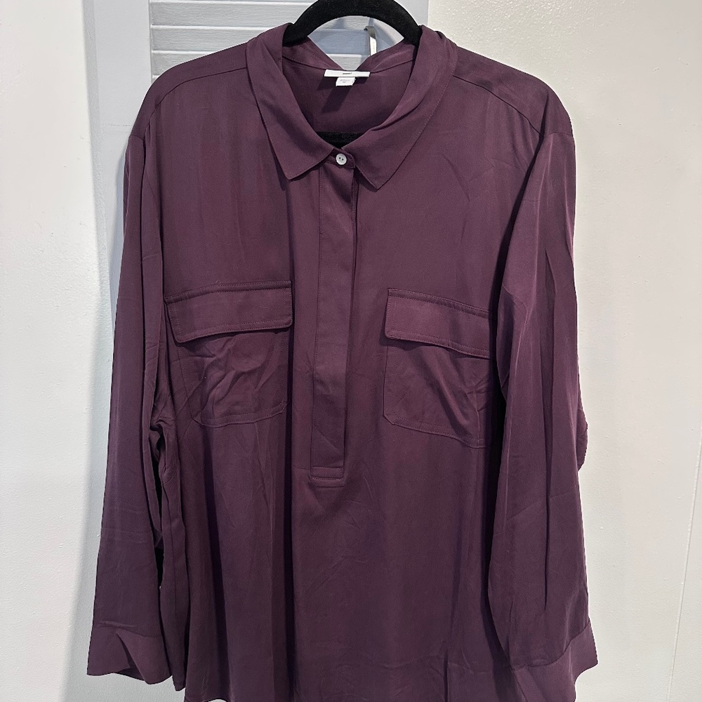 J. Jill Plum Modal Popover Blouse Size 4X NWOT